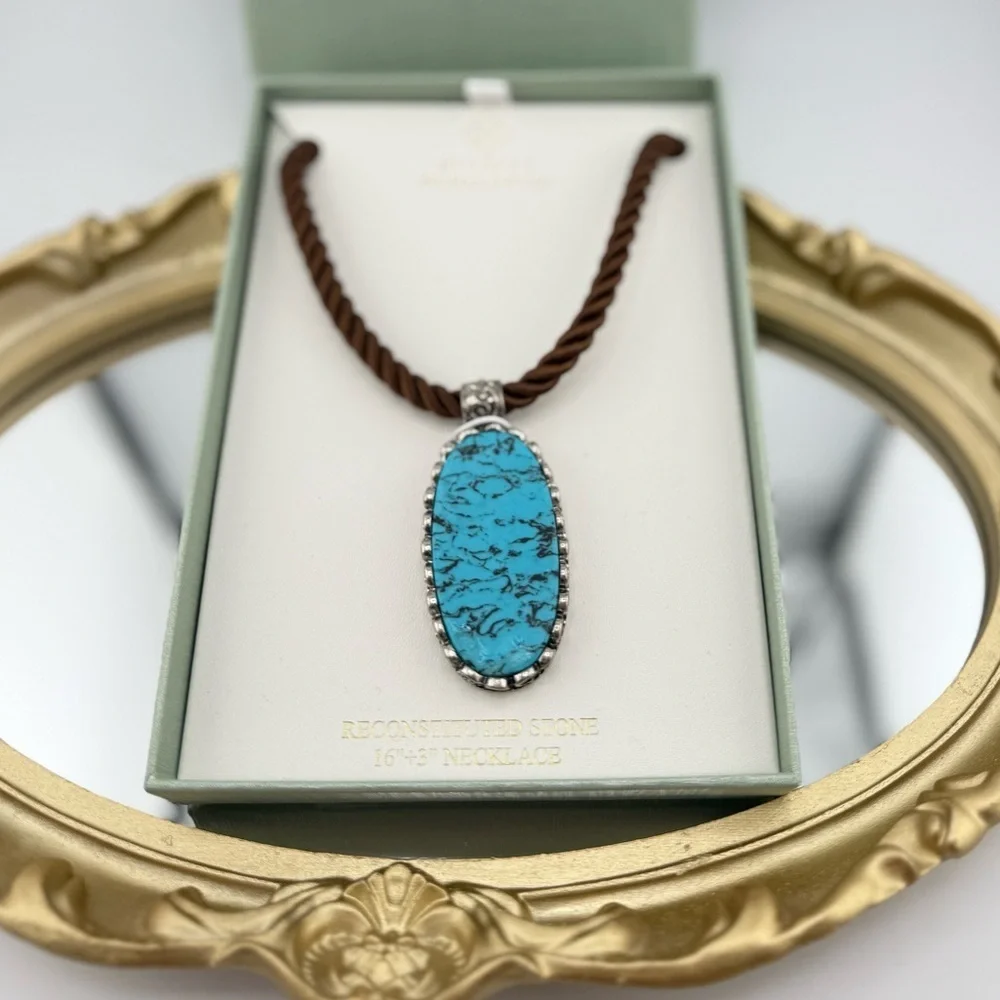 Atterri Turquoise-Style Reconstituted Stone Pendant Necklace –Western Boho Style - Picture 3 of 7